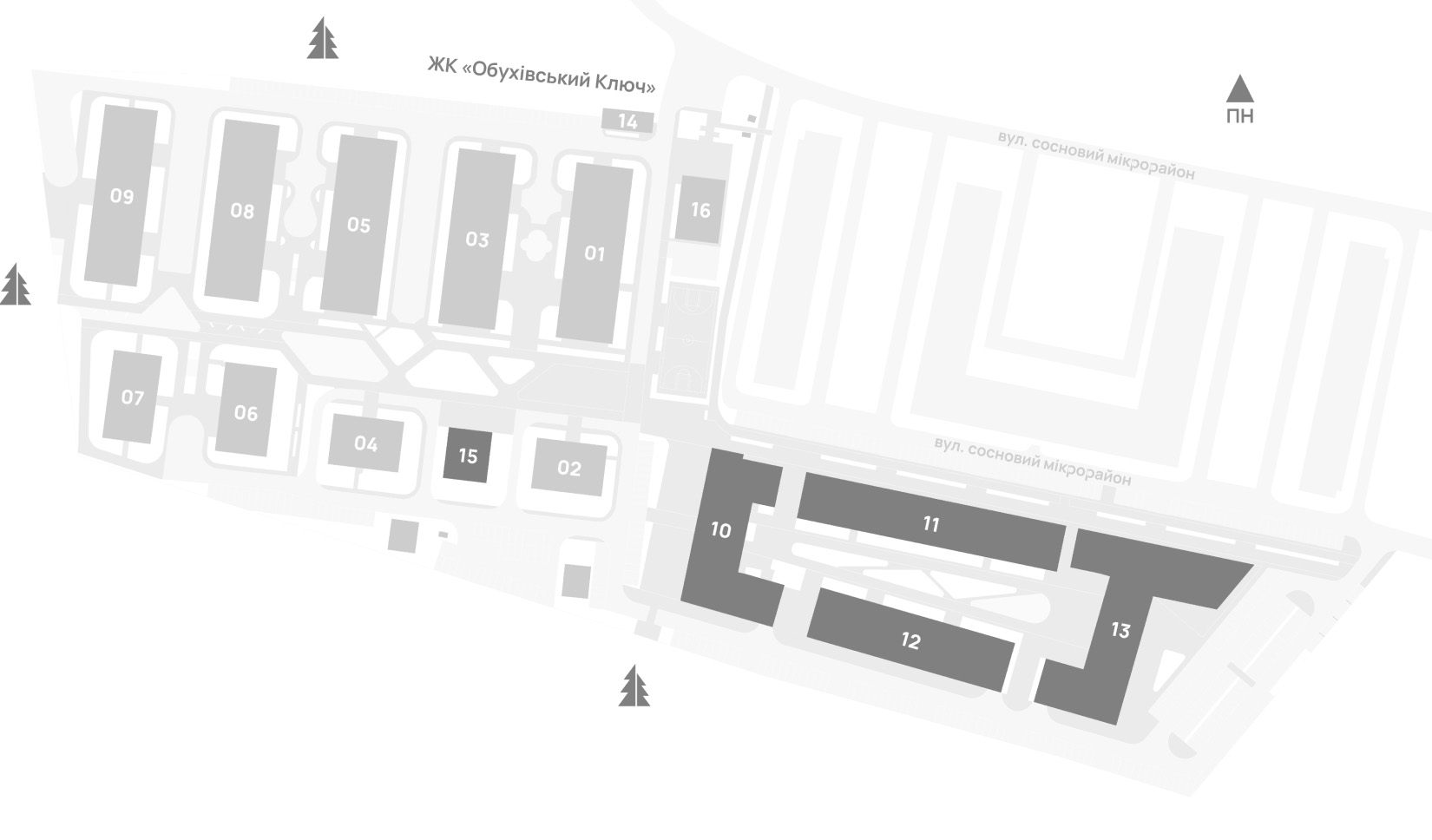 Зображення нових черг будівництва на плані